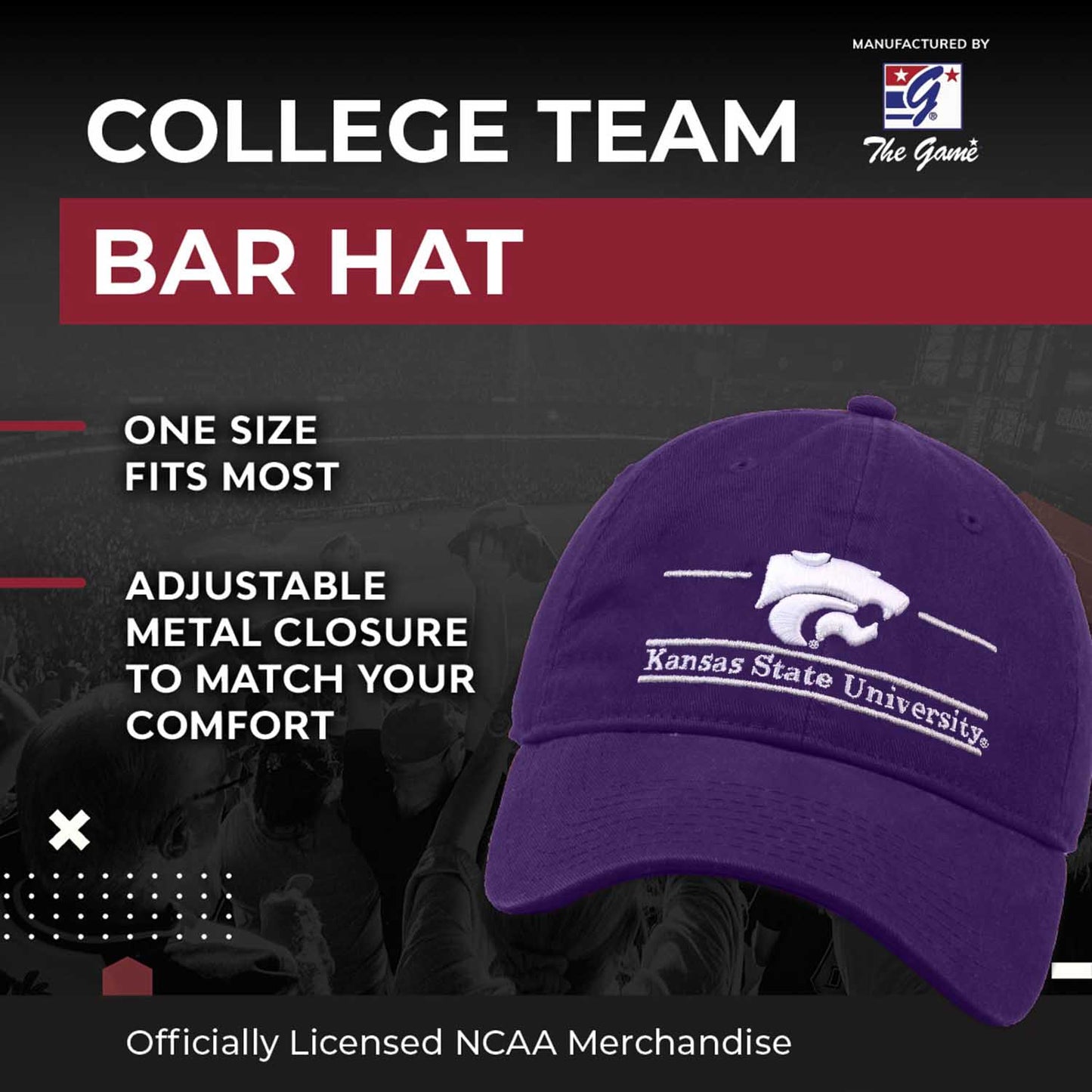Kansas State Wildcats NCAA Adult Bar Hat - Purple