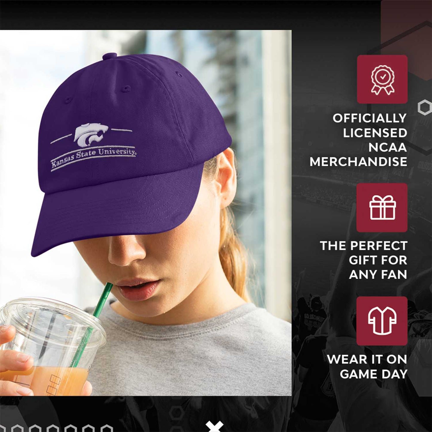 Kansas State Wildcats NCAA Adult Bar Hat - Purple