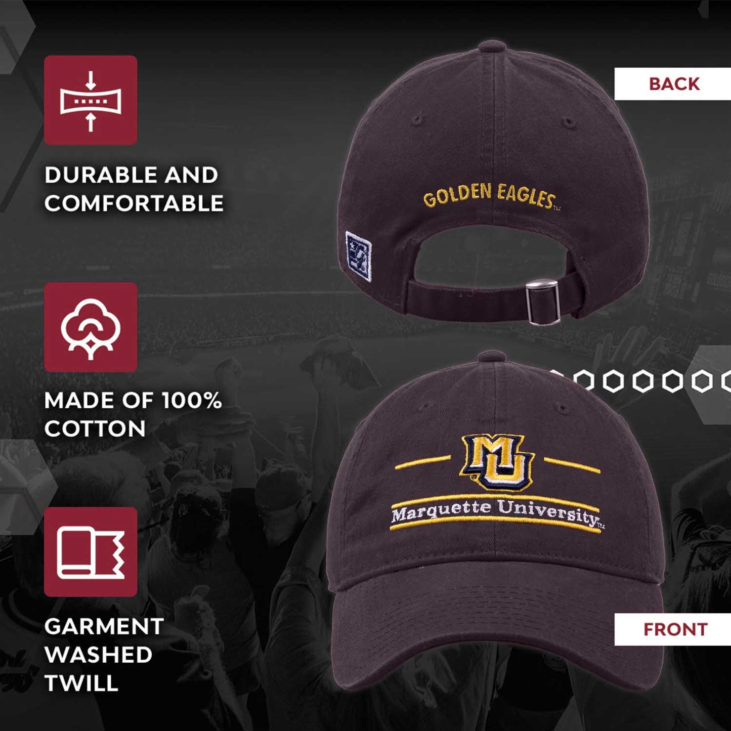 Marquette Golden Eagles NCAA Adult Bar Hat - Navy