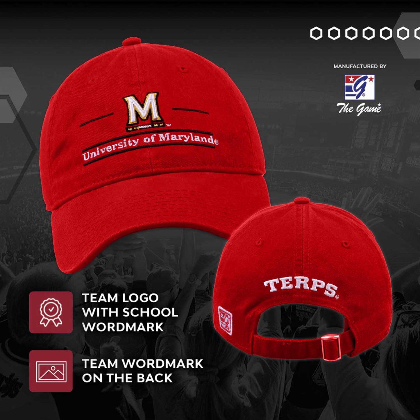 Maryland Terrapins NCAA Adult Bar Hat - Red