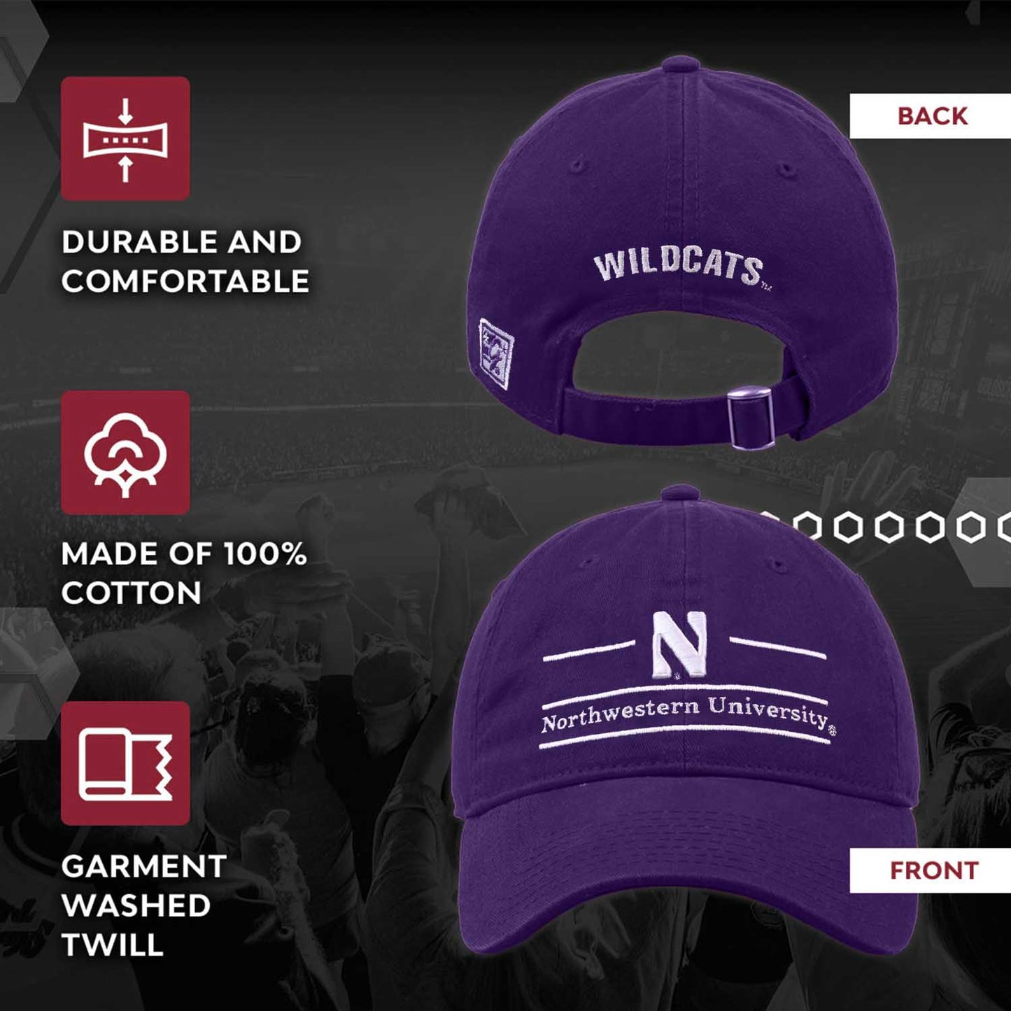 Northwestern Wildcats NCAA Adult Bar Hat - Purple