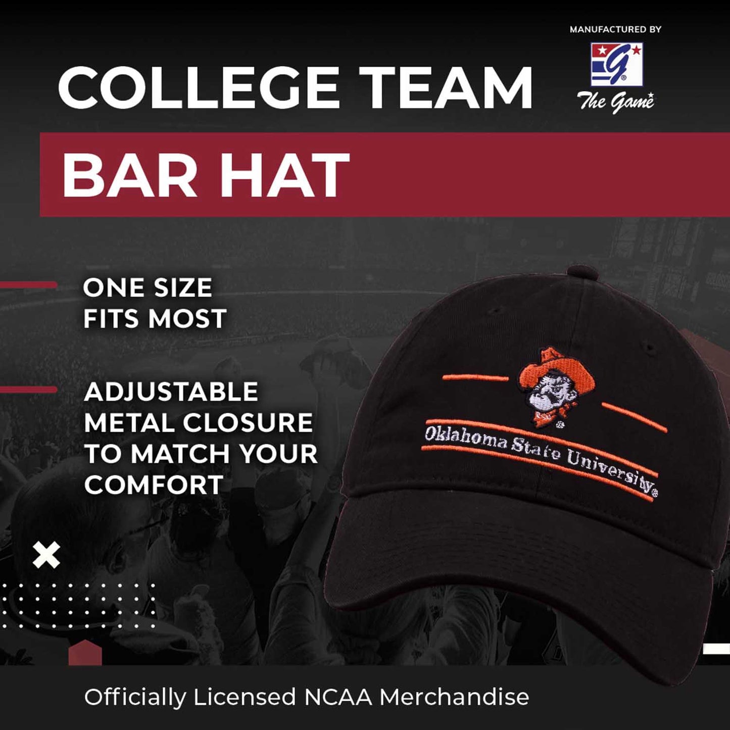Oklahoma State Cowboys NCAA Adult Bar Hat - Black