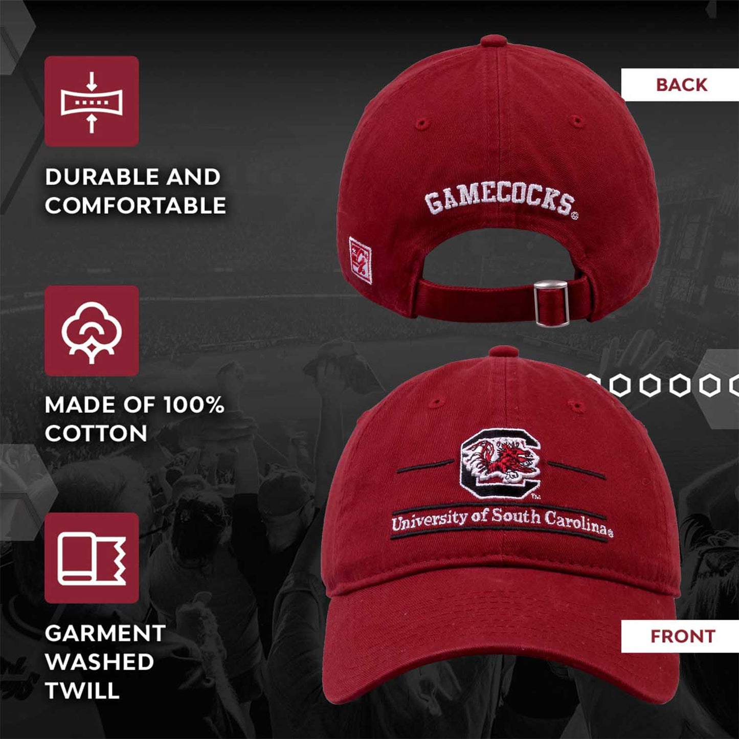South Carolina Gamecocks NCAA Adult Bar Hat - Cardinal