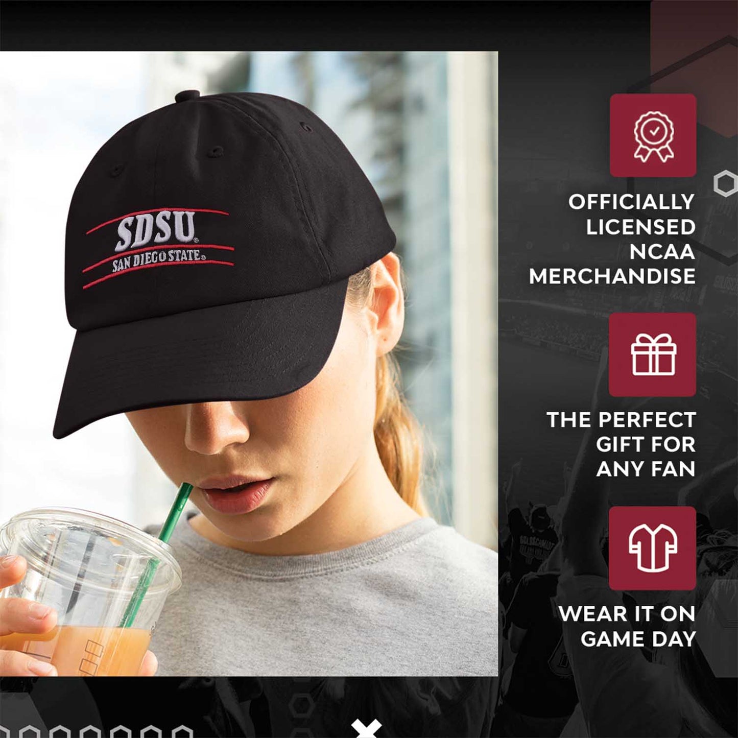 San Diego State Aztecs NCAA Adult Bar Hat - Black
