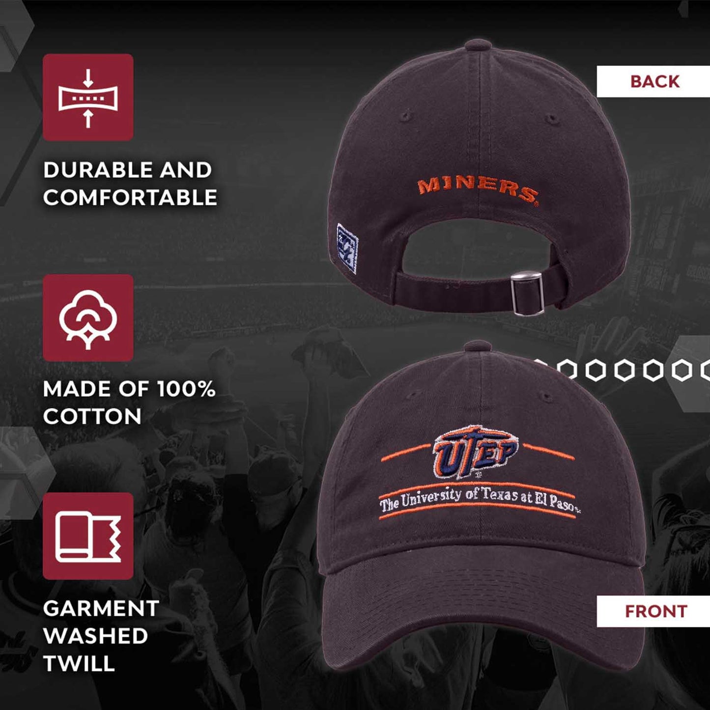 UTEP Miners NCAA Adult Bar Hat - Navy