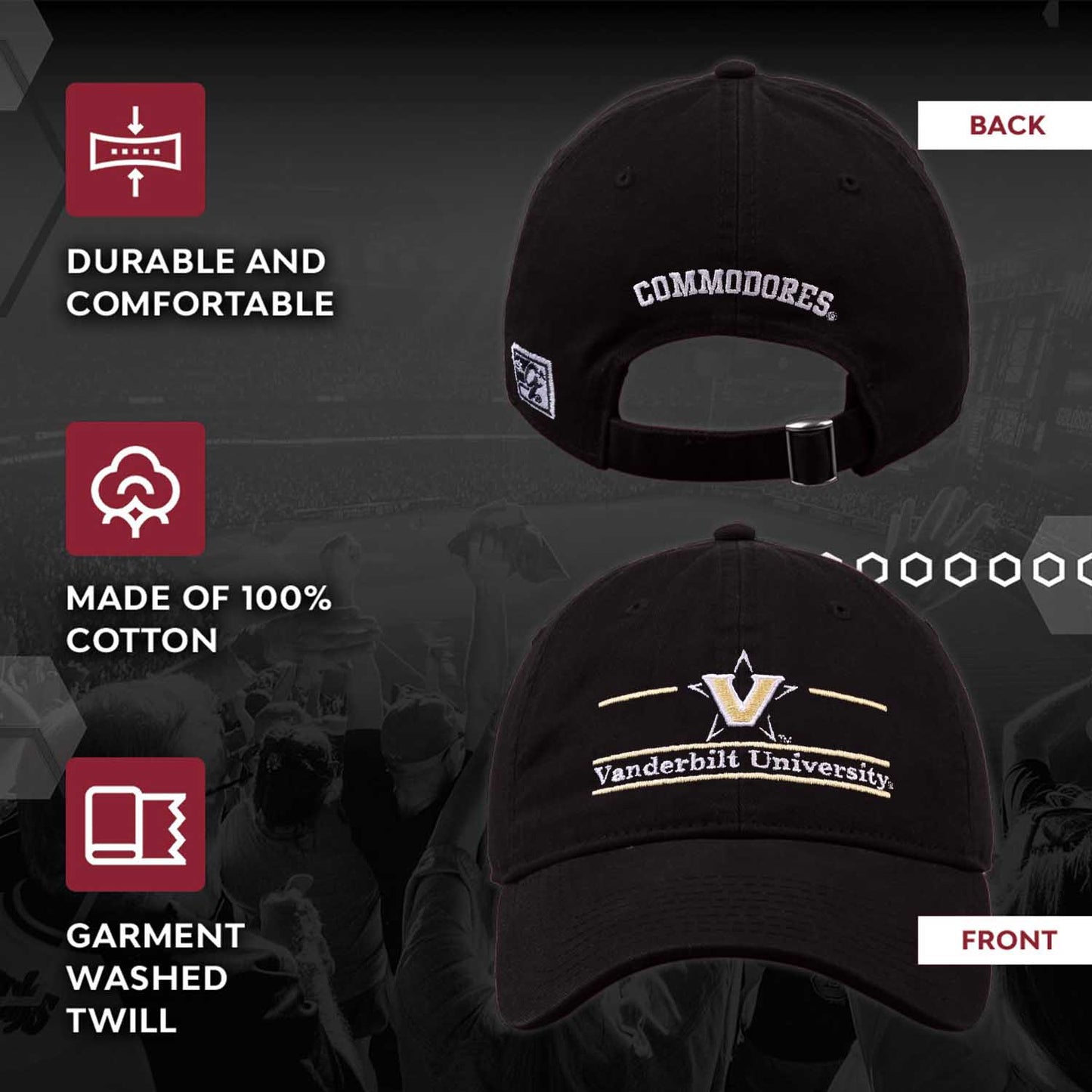 Vanderbilt Commodores NCAA Adult Bar Hat - Black