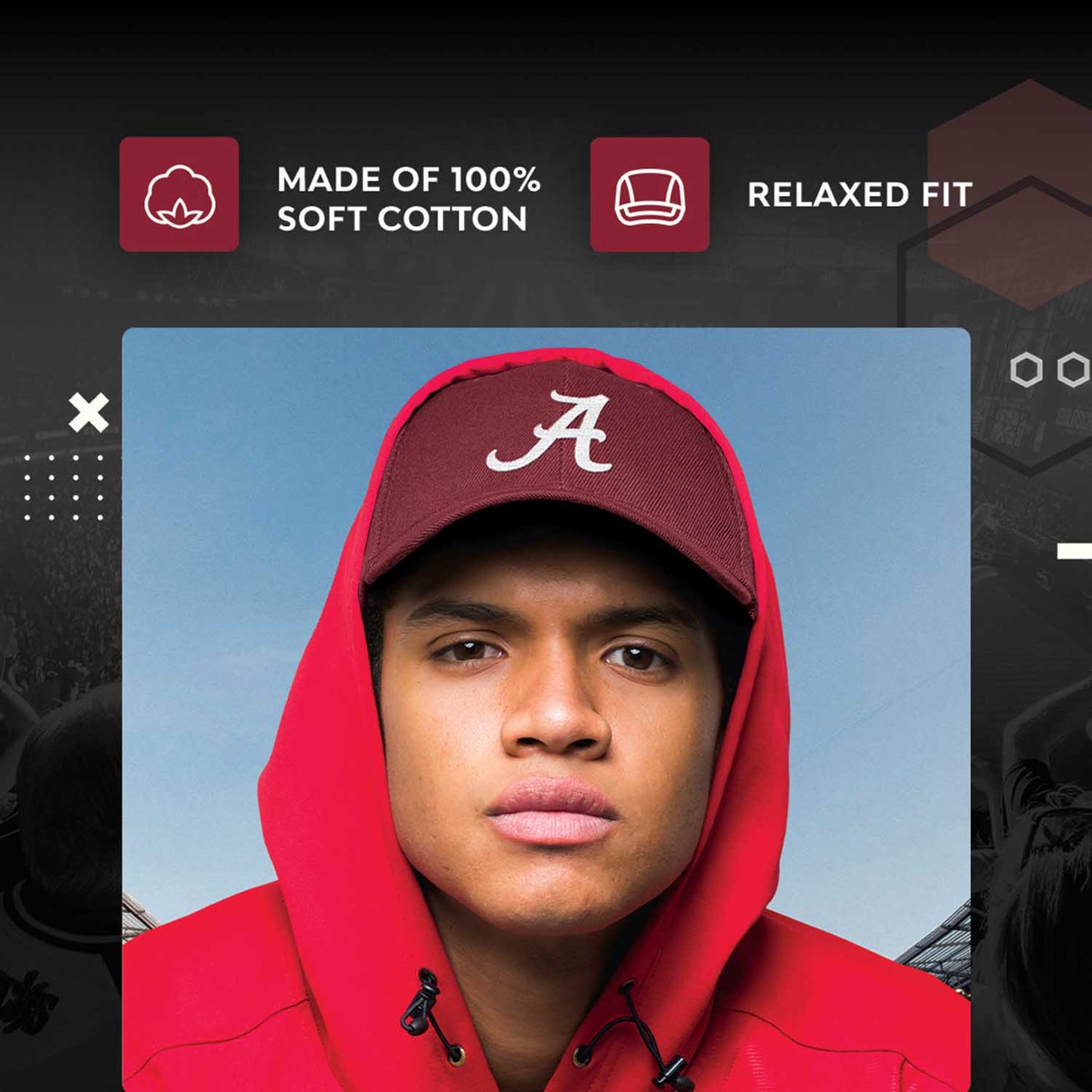 Alabama Crimson Tide NCAA Adult Relaxed Fit Logo Hat - Cardinal