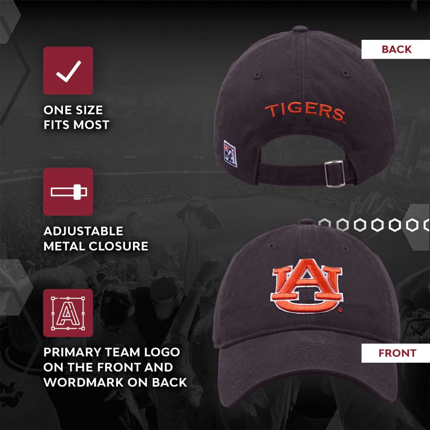 Auburn Tigers NCAA Adult Relaxed Fit Logo Hat - Navy