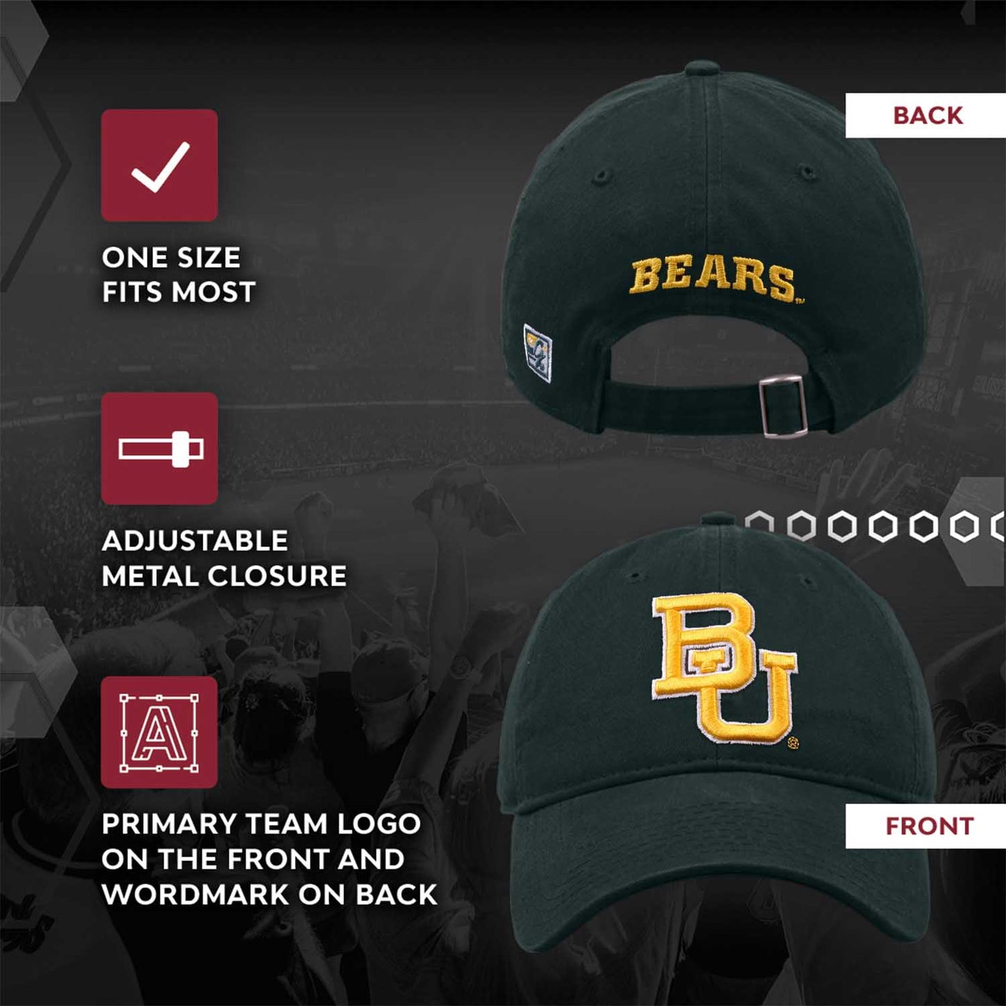 Baylor Bears NCAA Adult Relaxed Fit Logo Hat - Green