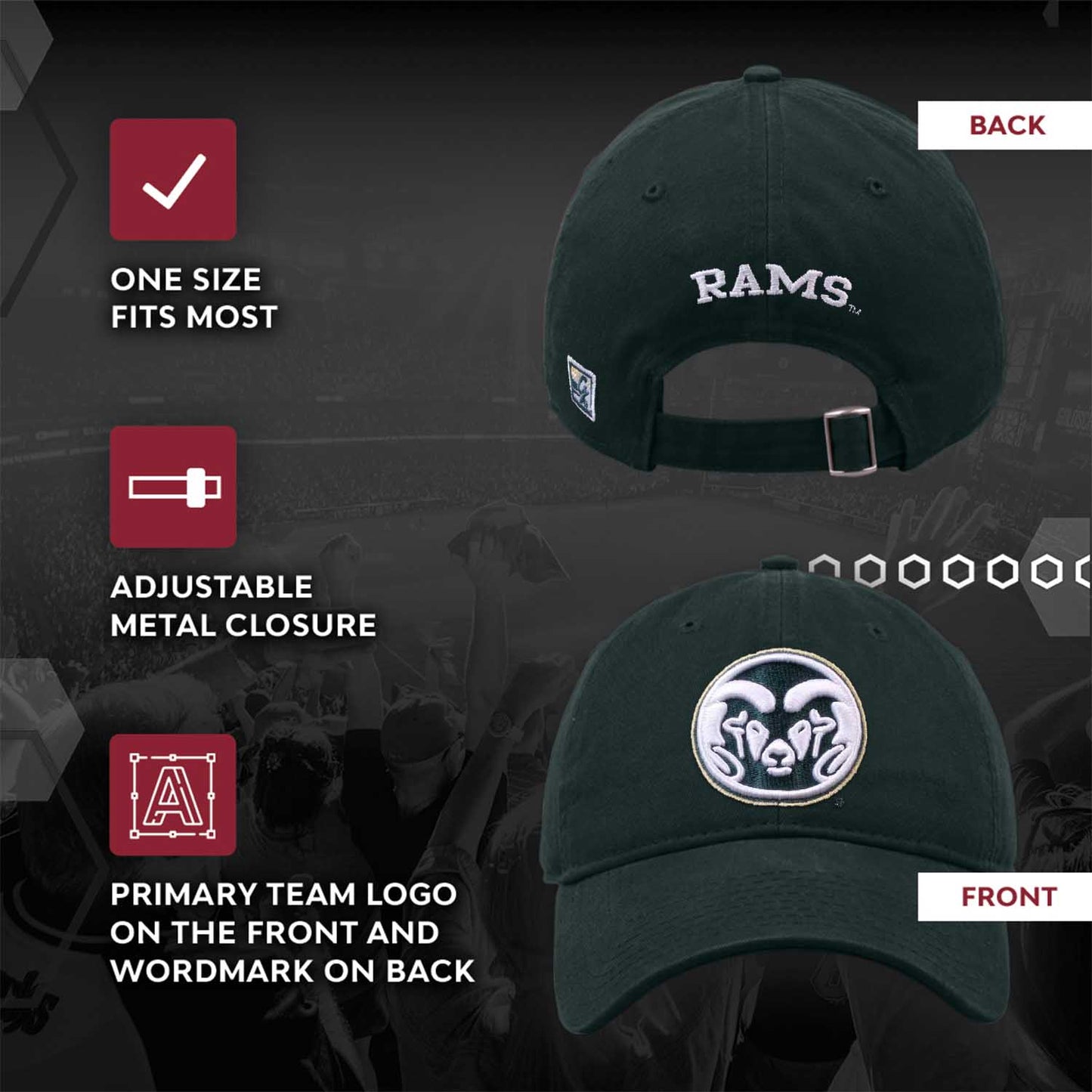 Colorado State Rams NCAA Adult Relaxed Fit Logo Hat - Green
