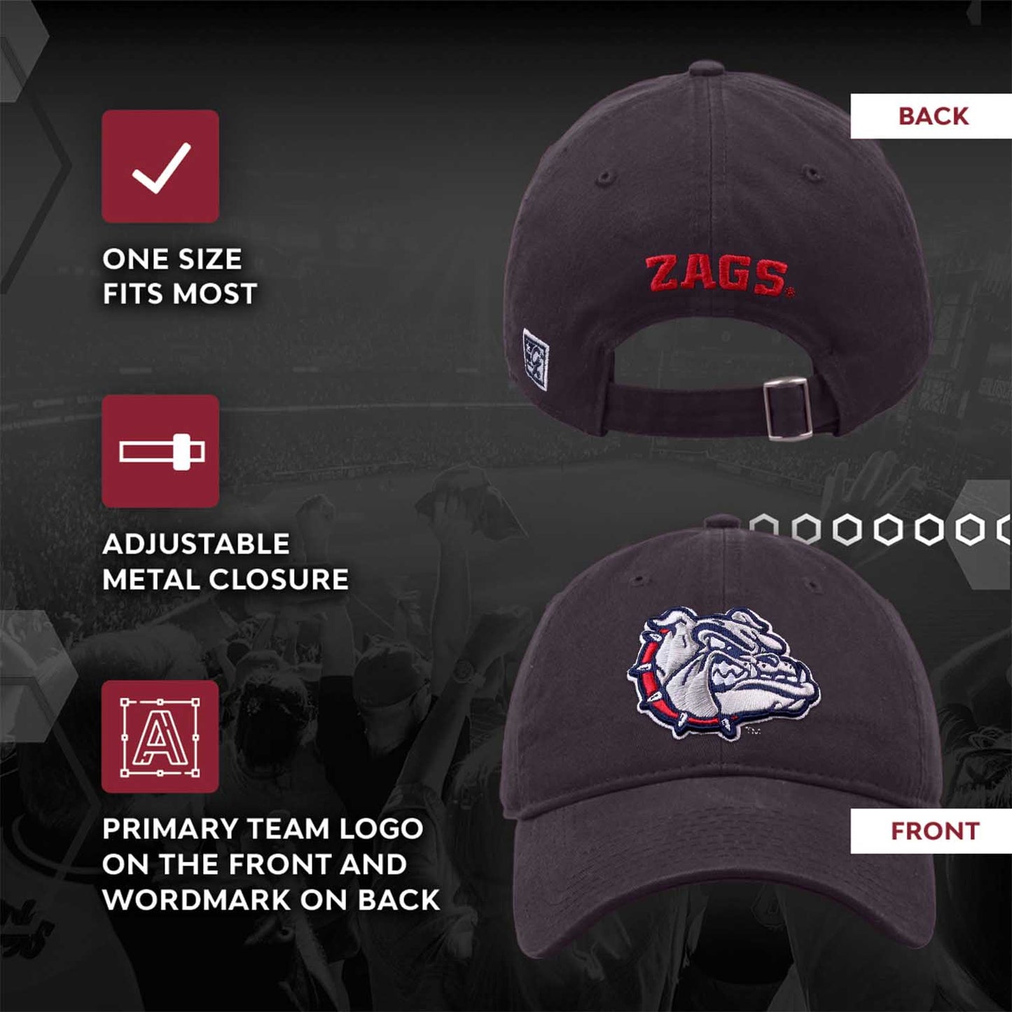 Gonzaga Bulldogs NCAA Adult Relaxed Fit Logo Hat - Navy