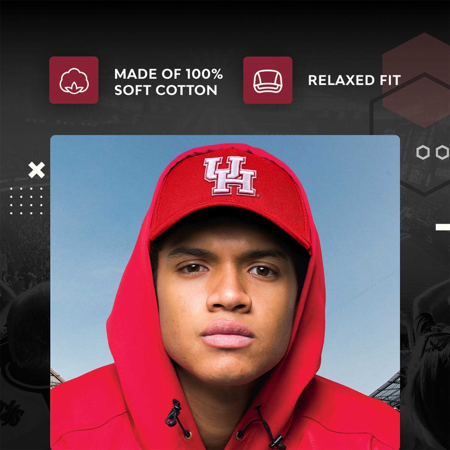 Houston Cougars NCAA Adult Relaxed Fit Logo Hat - Red
