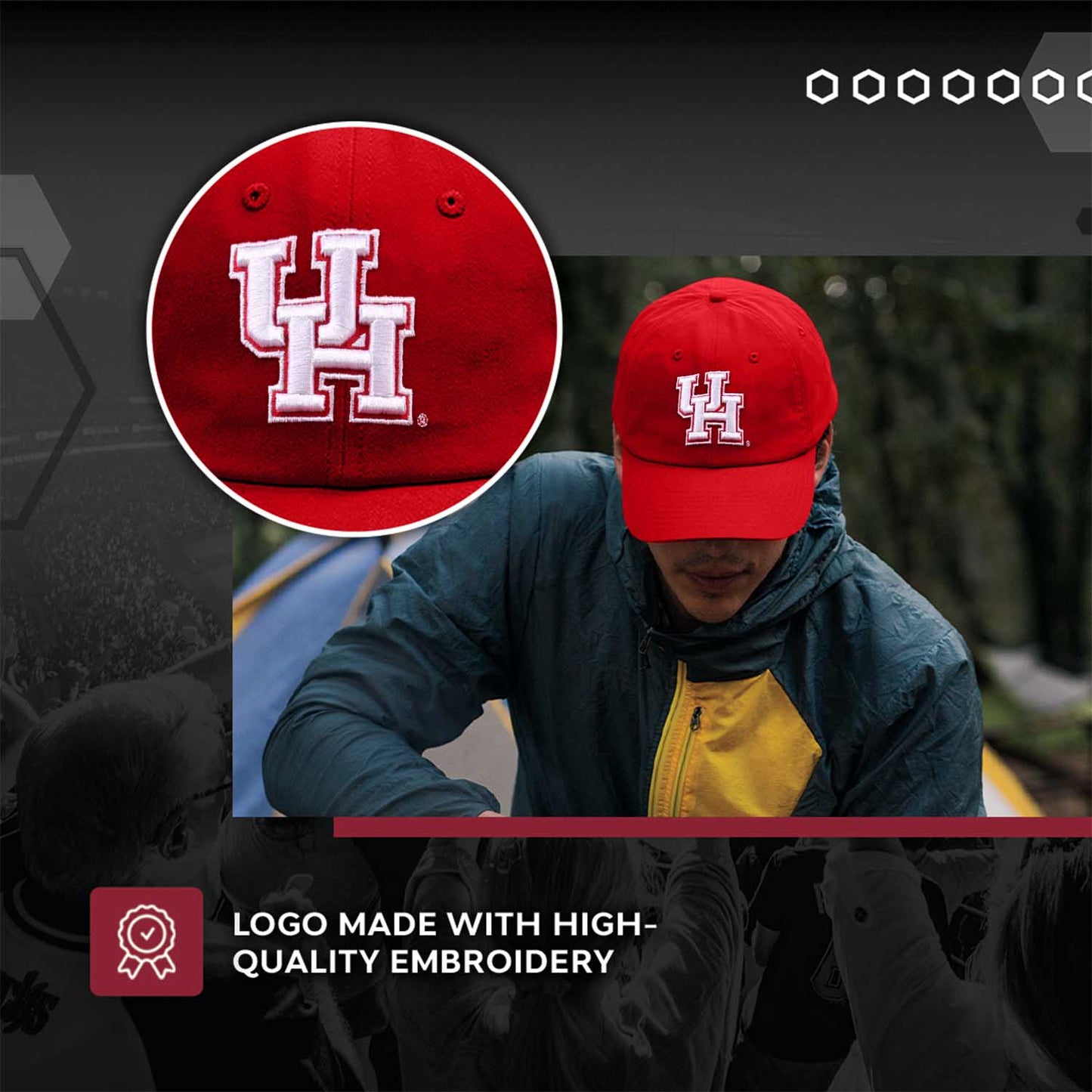 Houston Cougars NCAA Adult Relaxed Fit Logo Hat - Red