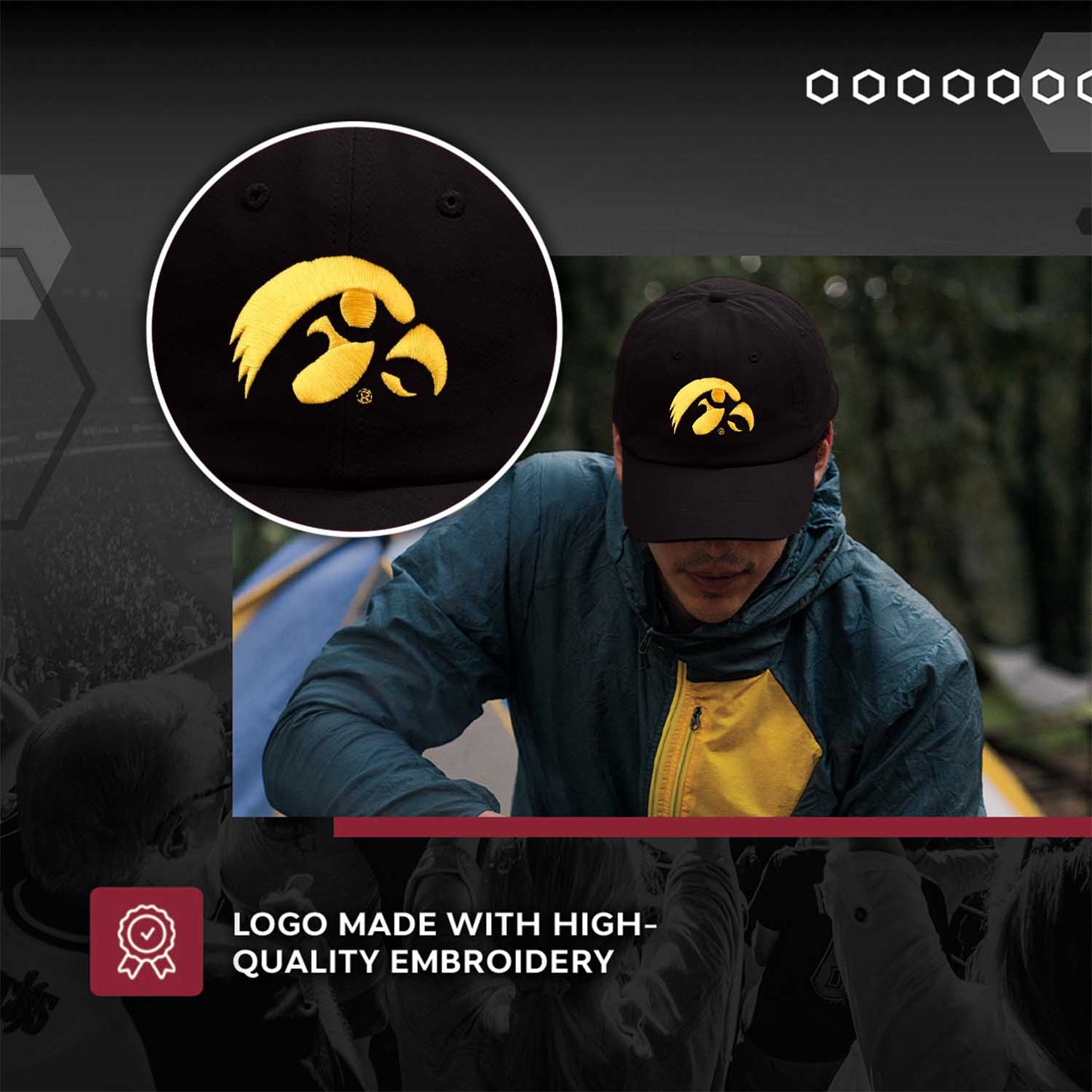 Iowa Hawkeyes NCAA Adult Relaxed Fit Logo Hat - Black