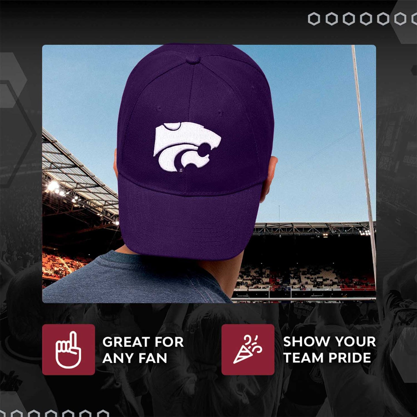 Kansas State Wildcats NCAA Adult Relaxed Fit Logo Hat - Purple