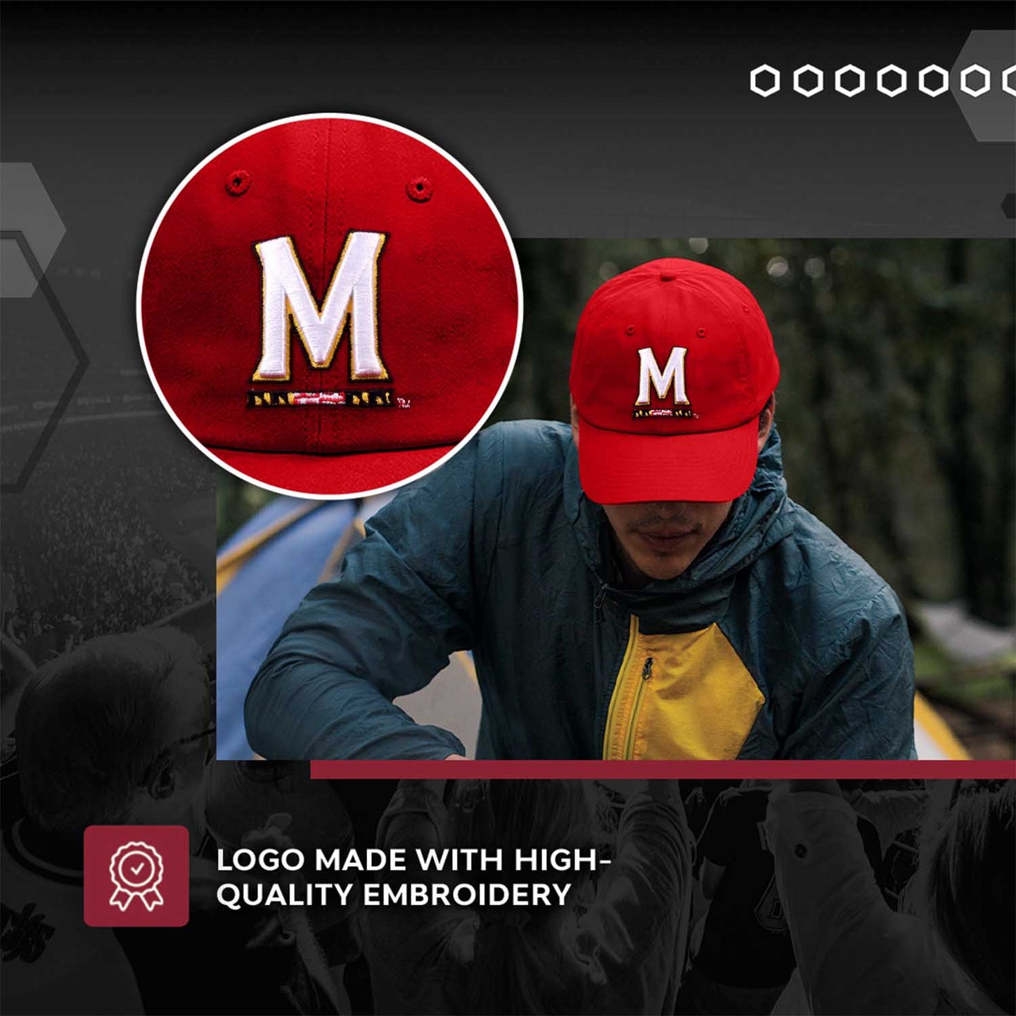 Maryland Terrapins NCAA Adult Relaxed Fit Logo Hat - Red