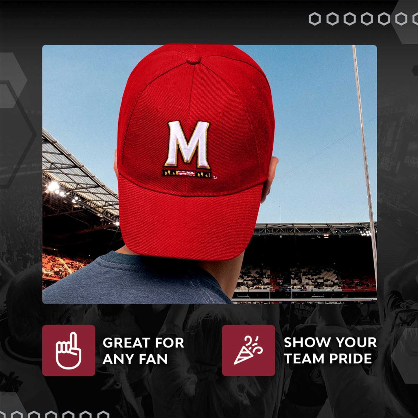 Maryland Terrapins NCAA Adult Relaxed Fit Logo Hat - Red