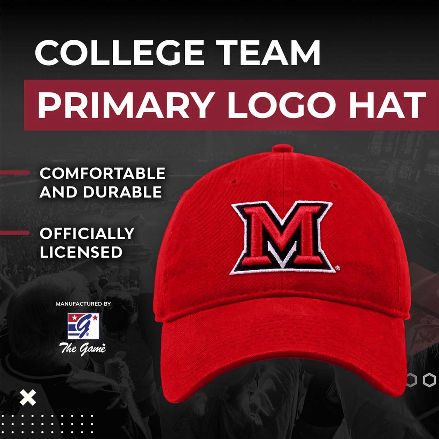 Miami Redhawks NCAA Adult Relaxed Fit Logo Hat - Red