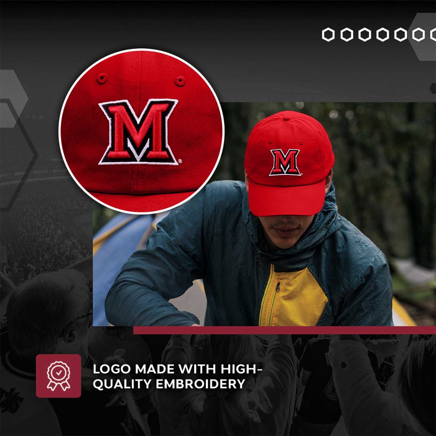 Miami Redhawks NCAA Adult Relaxed Fit Logo Hat - Red