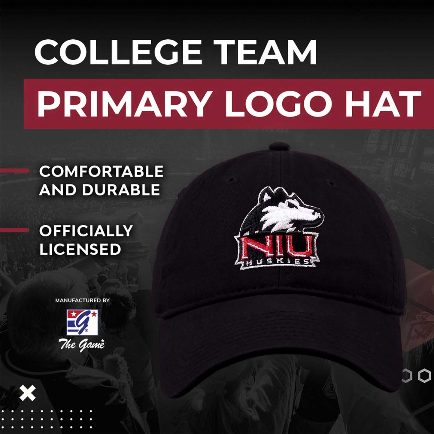 Northern Illinois Huskies NCAA Adult Relaxed Fit Logo Hat - Black