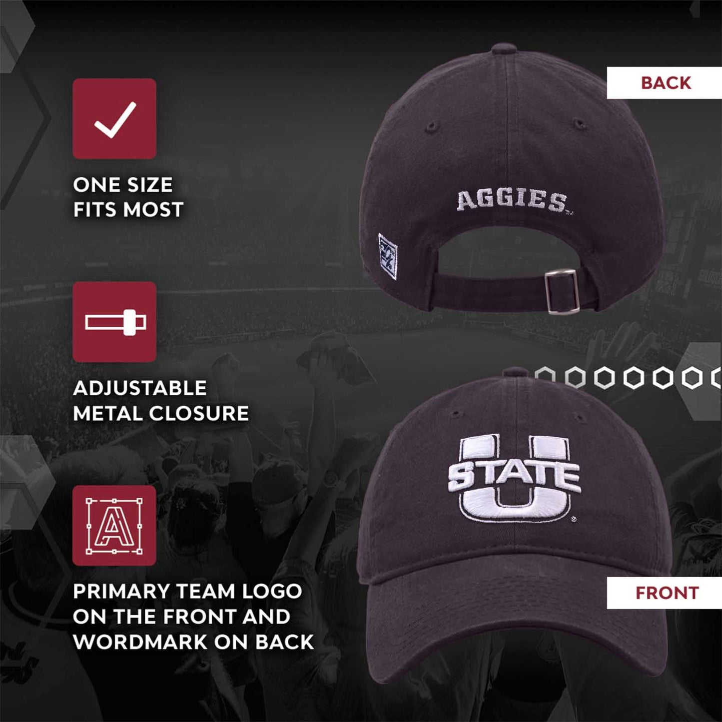 Utah State Aggies NCAA Adult Relaxed Fit Logo Hat - Navy