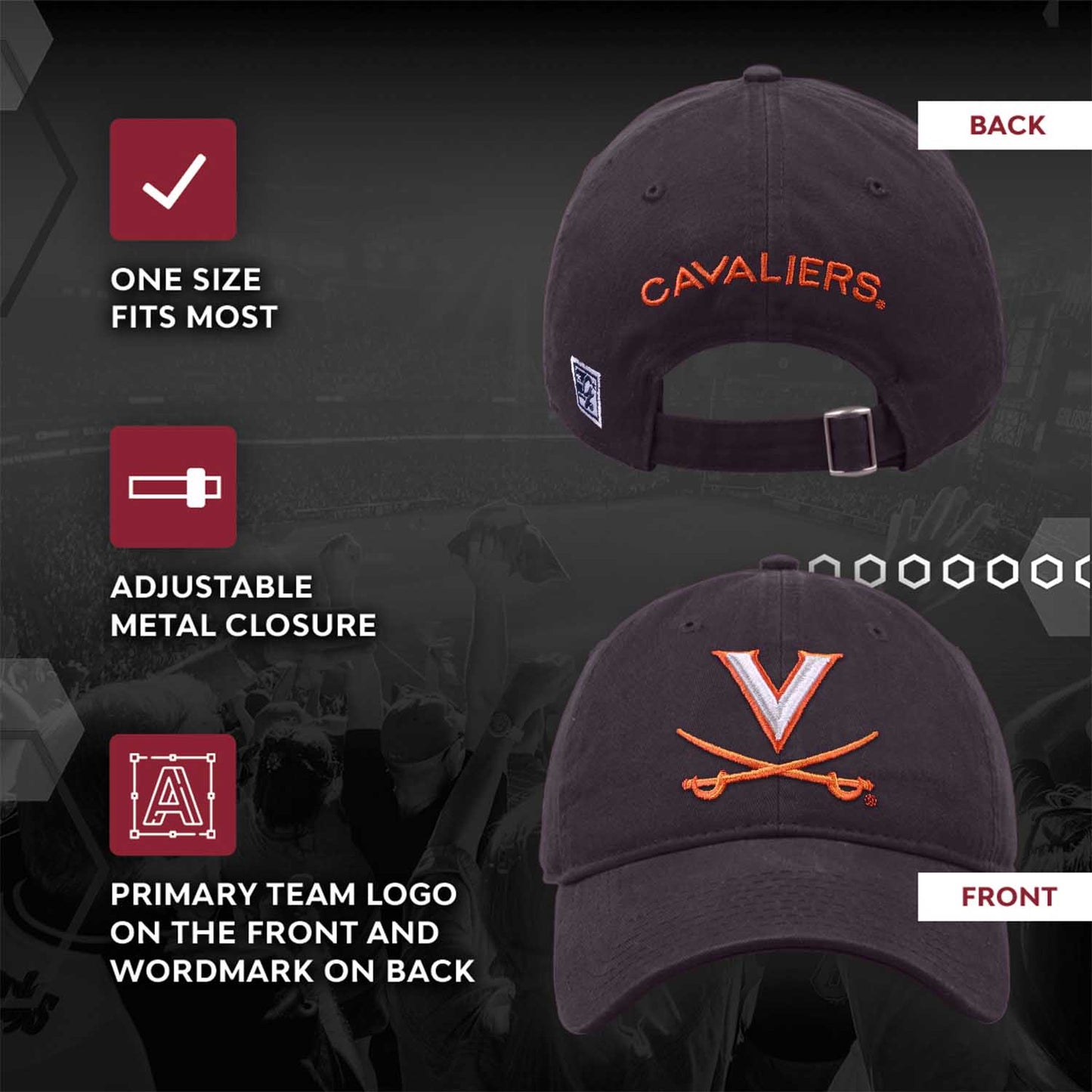 Virginia Cavaliers NCAA Adult Relaxed Fit Logo Hat - Navy