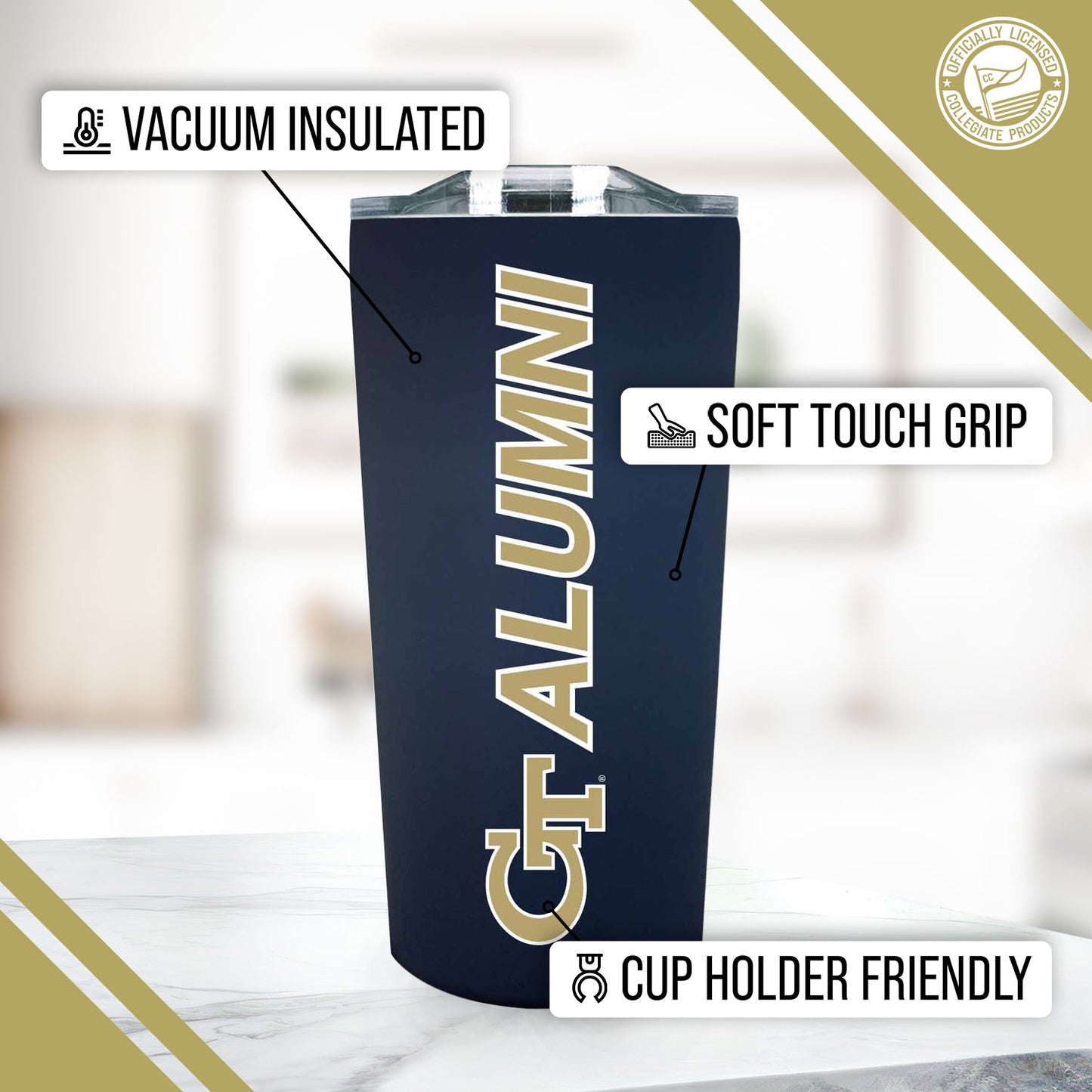 Georgia Tech Yellowjackets Collegiate Stainless Steel Travel Tumbler for Alumni - Navy
