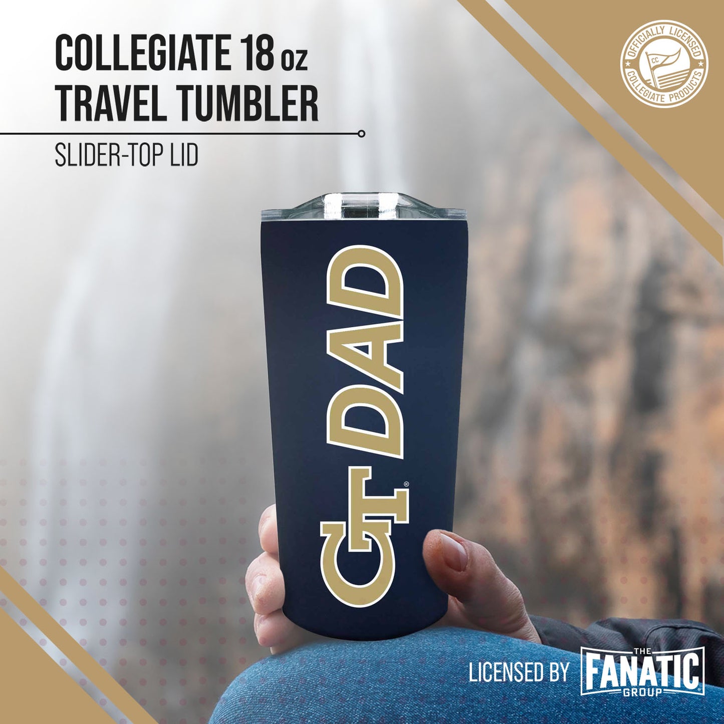 Georgia Tech Yellowjackets NCAA Stainless Steel Travel Tumbler for Dad - Navy