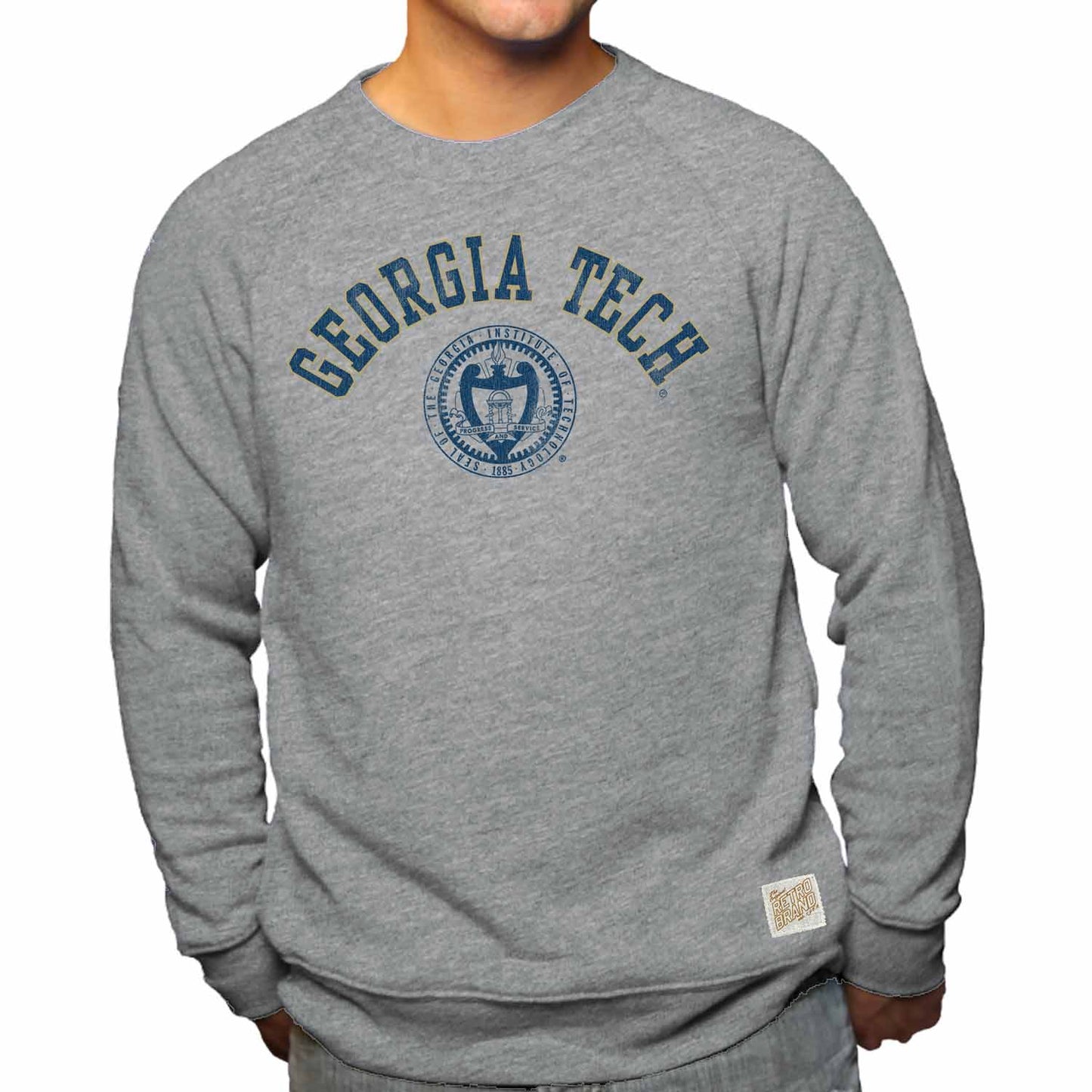 Georgia Tech Yellowjackets College Gray University Seal Crewneck Sweatshirt - Gray