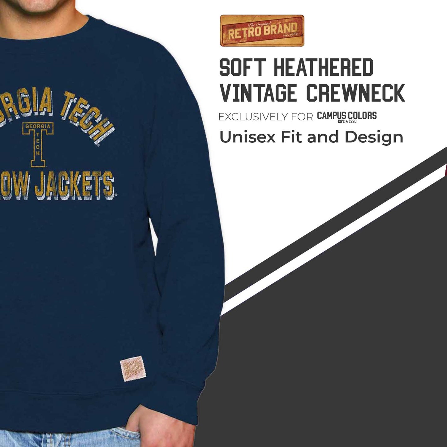 Georgia Tech Yellowjackets Adult University Crewneck - Navy