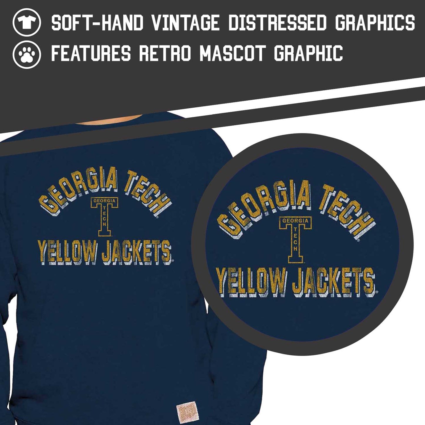 Georgia Tech Yellowjackets Adult University Crewneck - Navy
