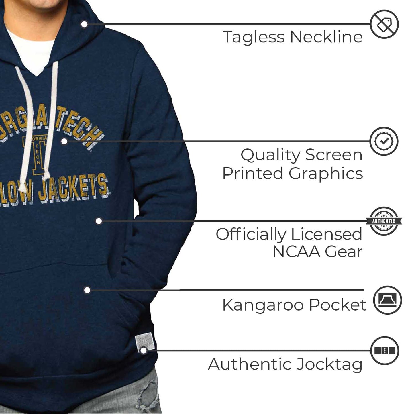 Georgia Tech Yellowjackets Adult University Hoodie - Navy