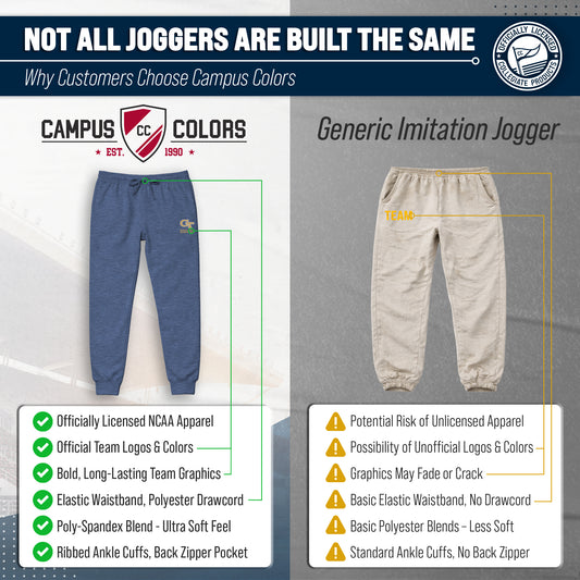 Georgia Tech Yellowjackets NCAA Men’s University Cloud Jersey Performance Jogger Pants with Drawstring Waistband - Navy Heather