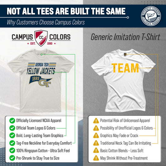 Georgia Tech Yellowjackets NCAA Adult Unisex Varsity Club Pennant T-Shirt Tag-Less - Off White