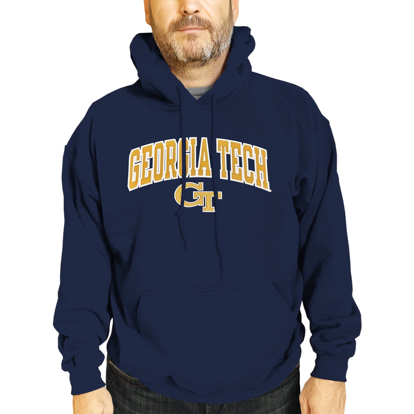 Georgia Tech Yellowjackets NCAA Adult Tackle Twill Hooded Sweatshirt - Navy