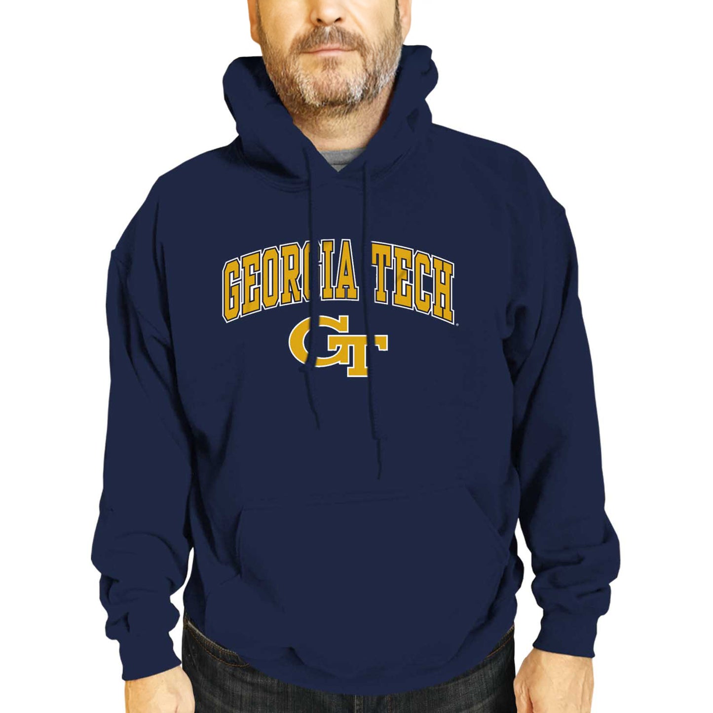 Georgia Tech Yellowjackets Adult Arch & Logo Soft Style Gameday Hooded Sweatshirt - Navy