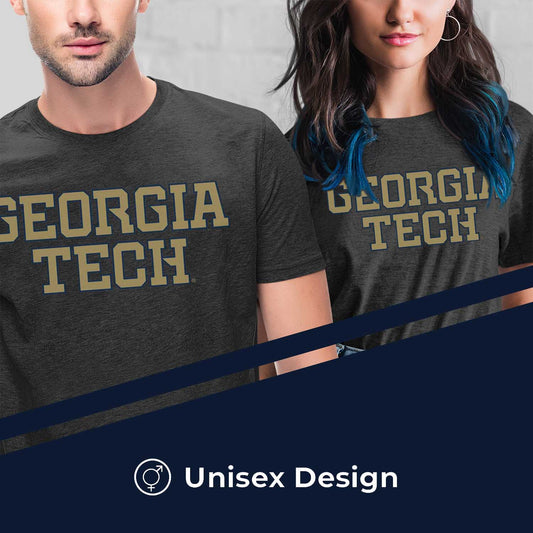 Georgia Tech Yellowjackets Campus Colors NCAA Adult Cotton Blend Charcoal Tagless T-Shirt - Charcoal