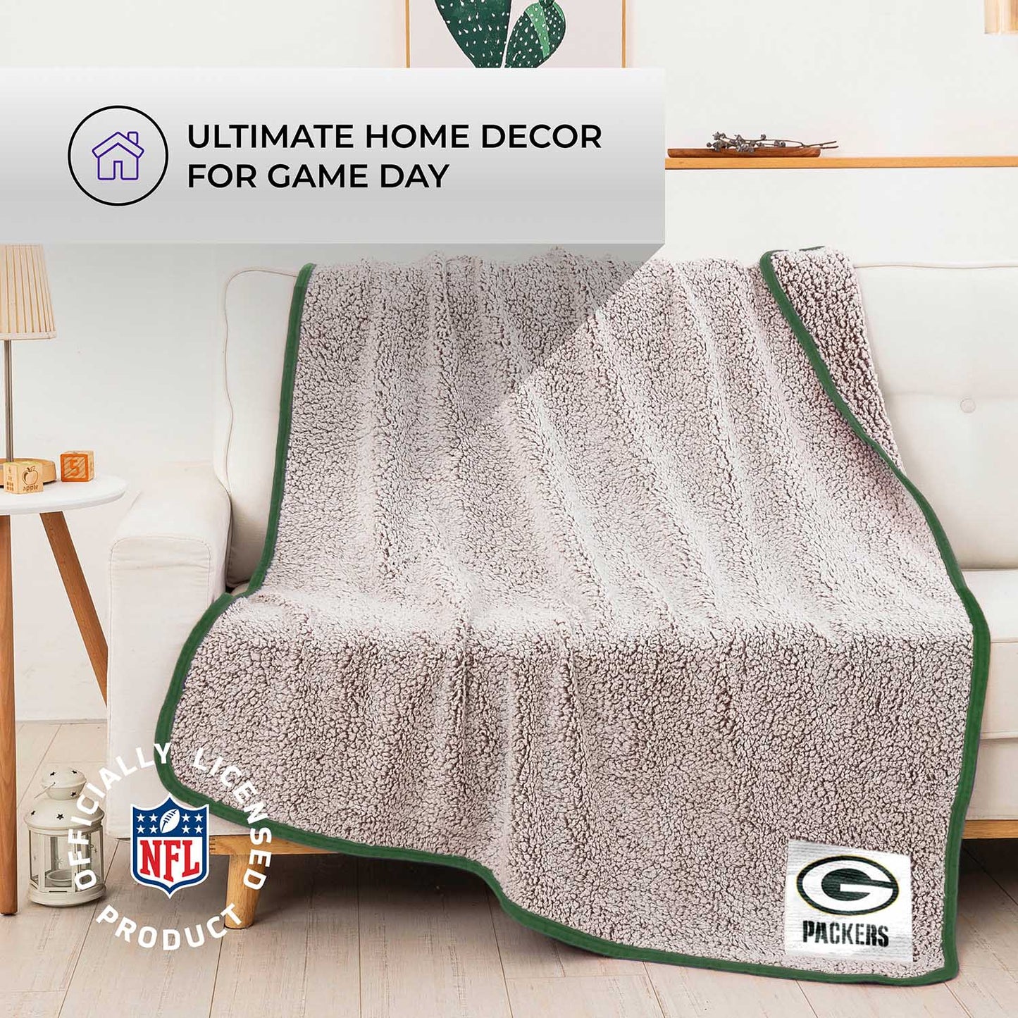 Green Bay Packers NFL Silk Touch Sherpa Throw Blanket - Green