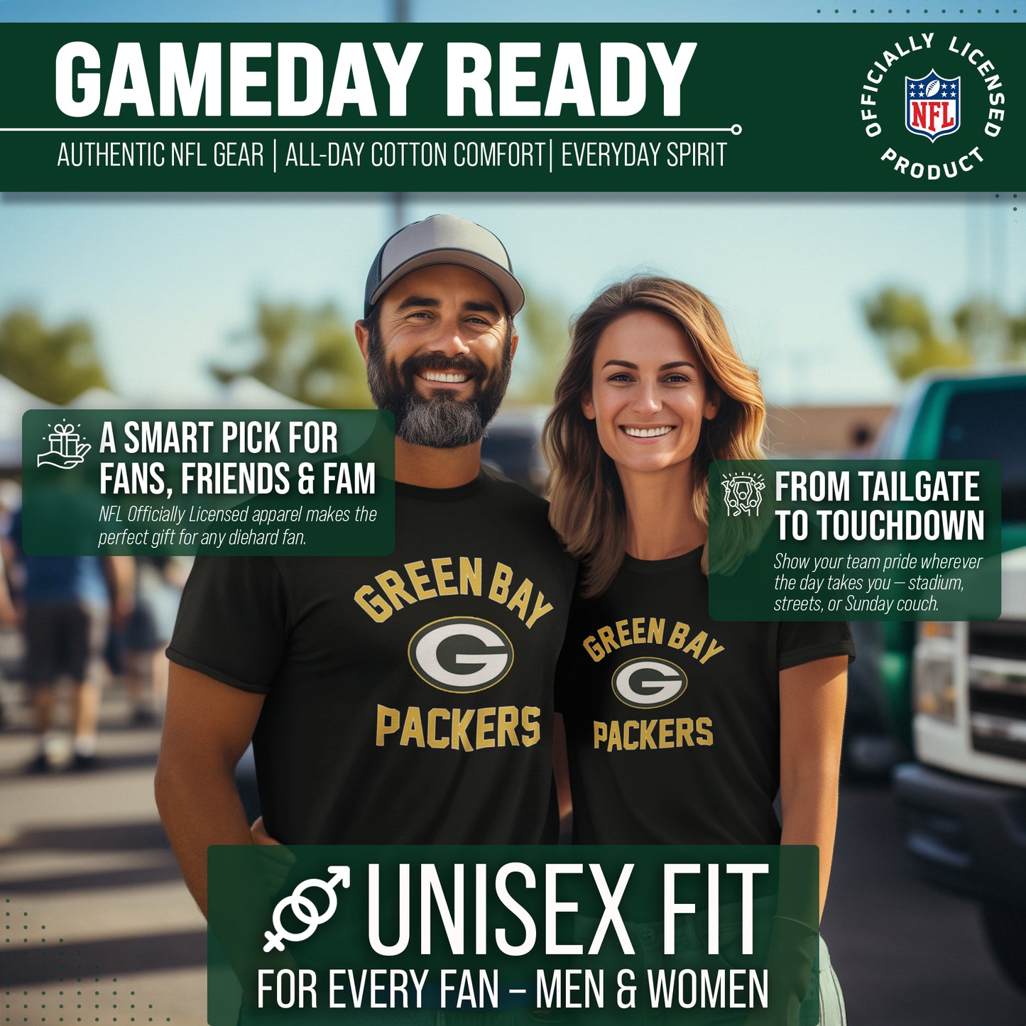 Green Bay Packers NFL Adult Gameday T-Shirt - Black