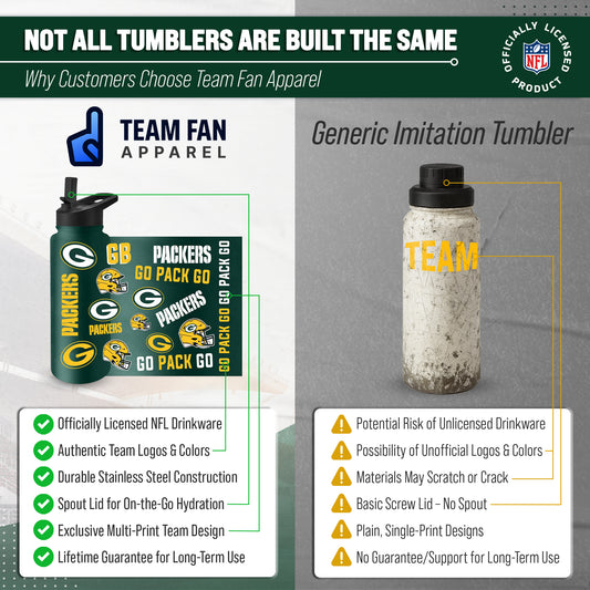 Green Bay Packers NFL 34Oz Native Quencher Water Bottle - Hunter Green