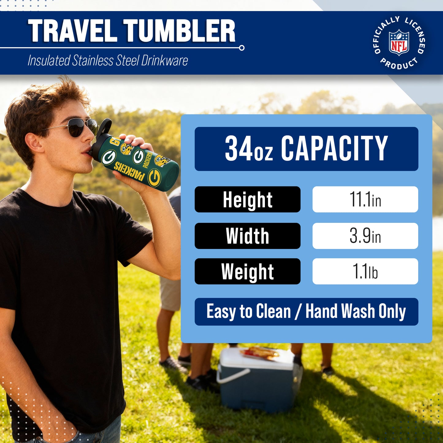 Green Bay Packers NFL 34Oz Native Quencher Water Bottle - Hunter Green