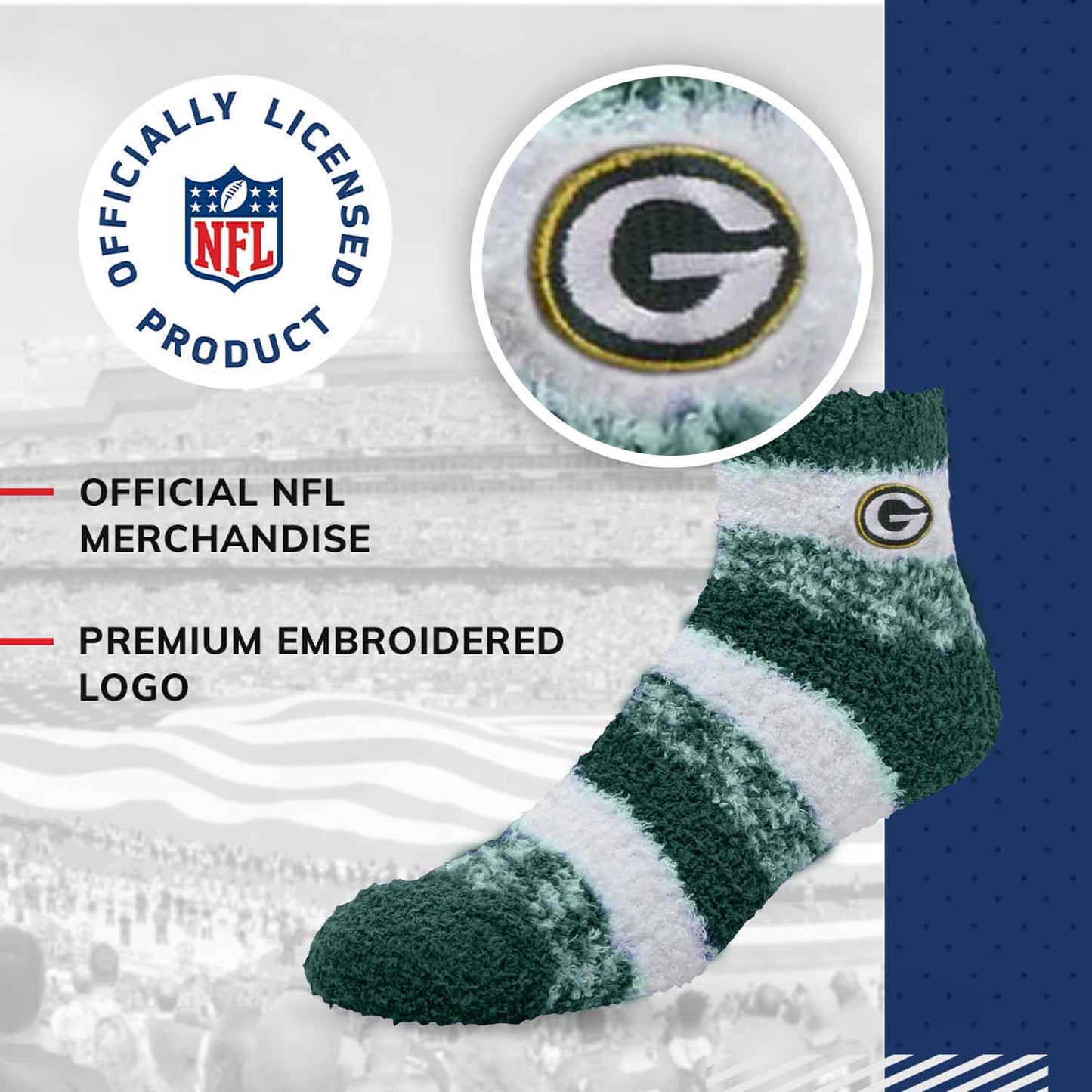 Green Bay Packers NFL Cozy Soft Slipper Socks - Green