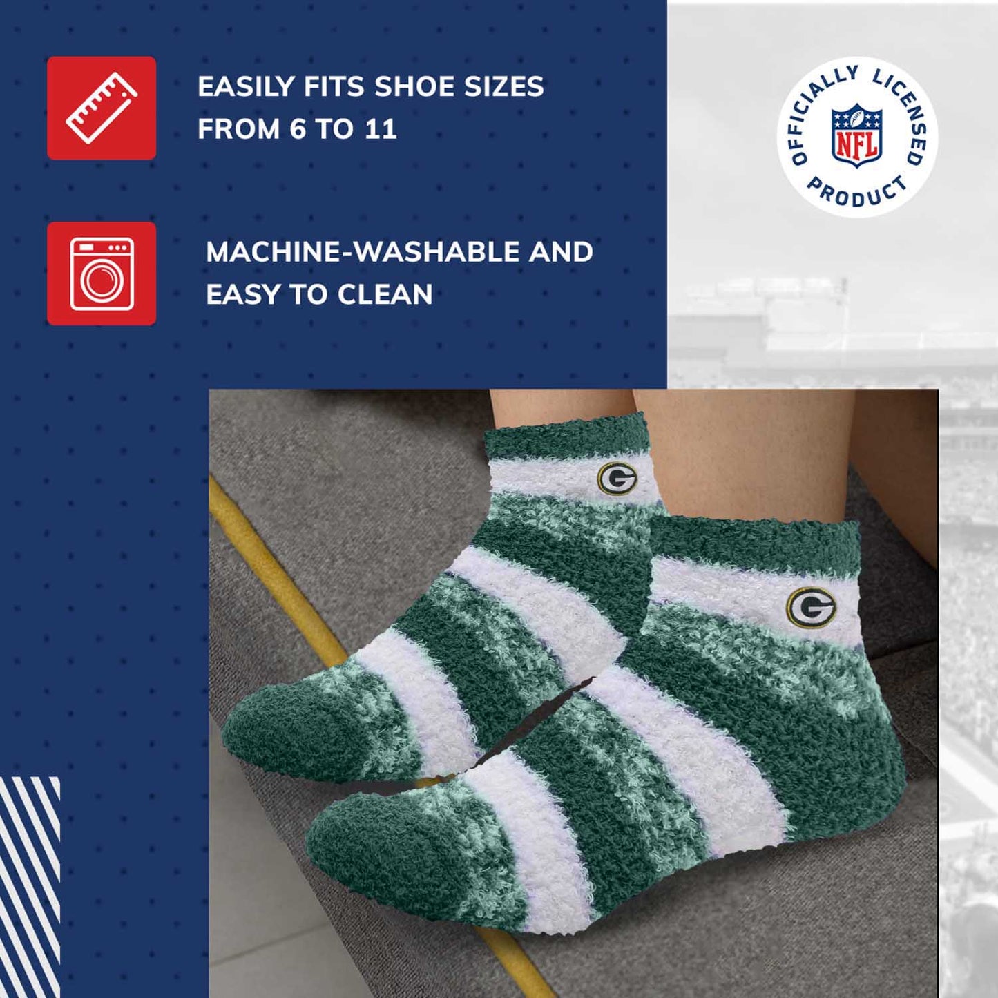 Green Bay Packers NFL Cozy Soft Slipper Socks - Green