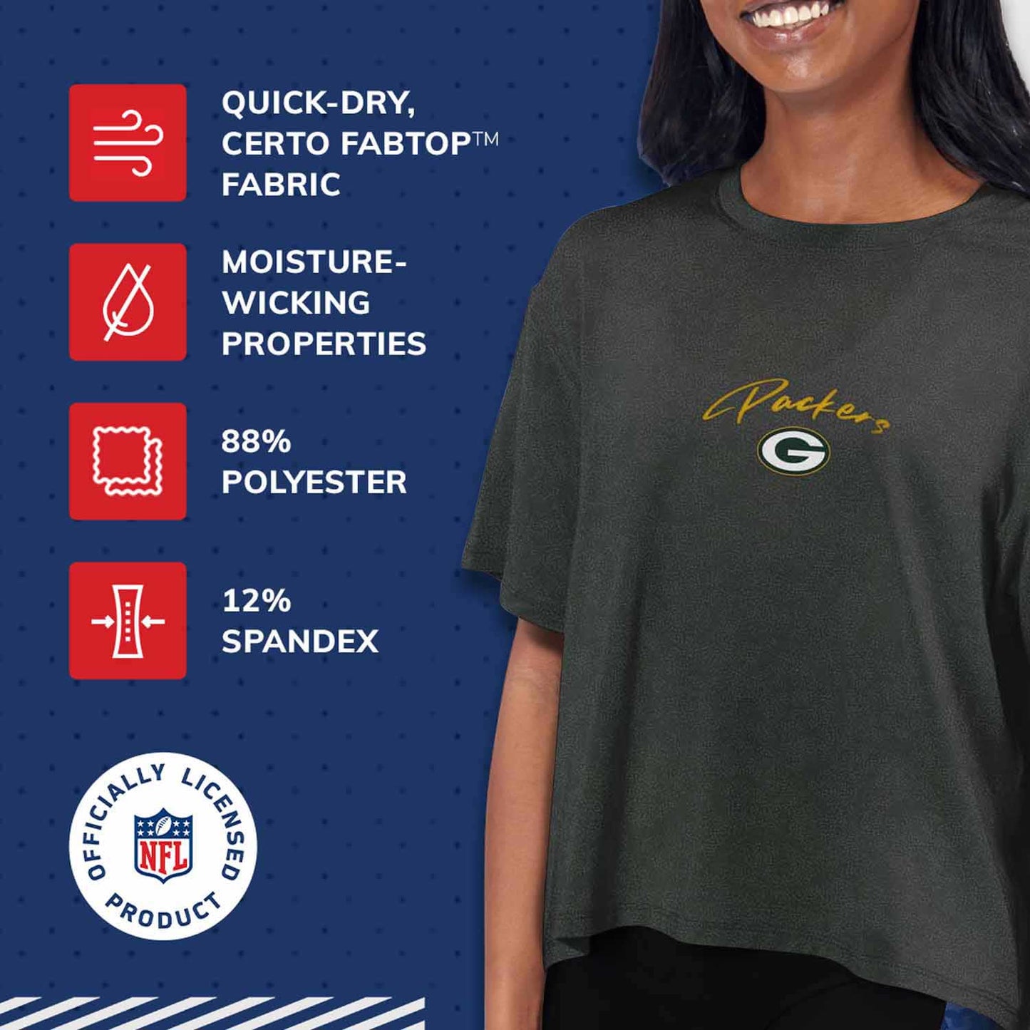 Green Bay Packers NFL Women's Crop Top - Black