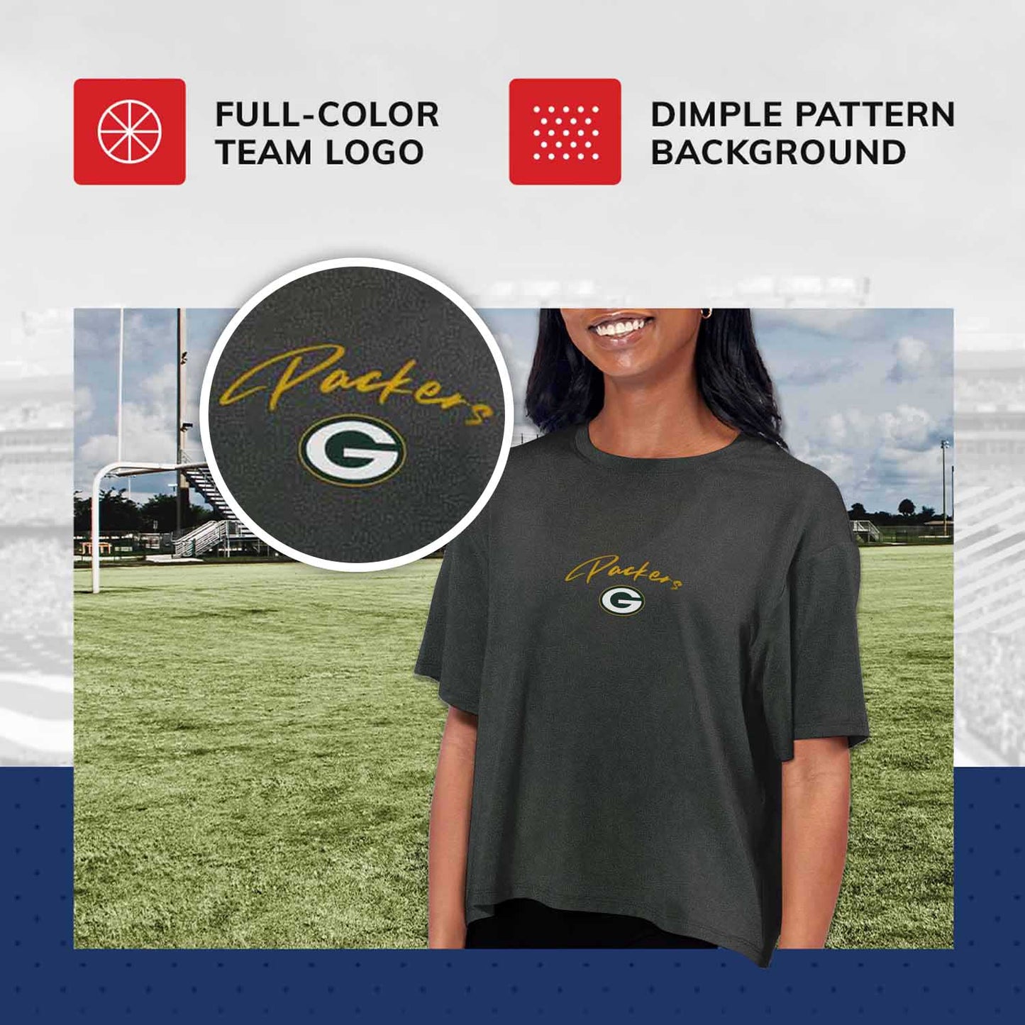 Green Bay Packers NFL Women's Crop Top - Black