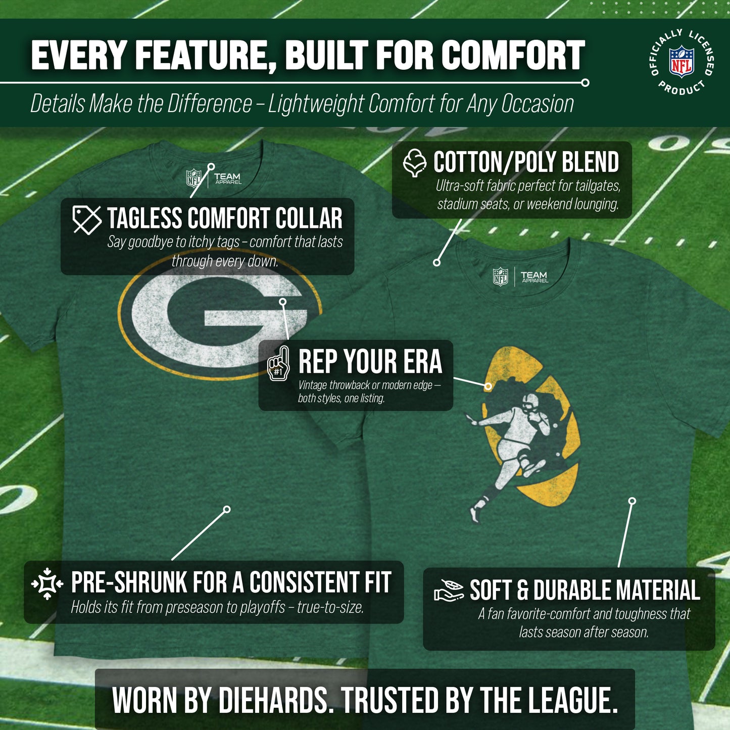 Green Bay Packers NFL Modern Throwback T-shirt - Team Color