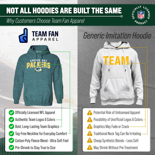 Green Bay Packers NFL Adult Unisex Starting Fresh Ultra Soft Fleece Hooded Sweatshirt - Green