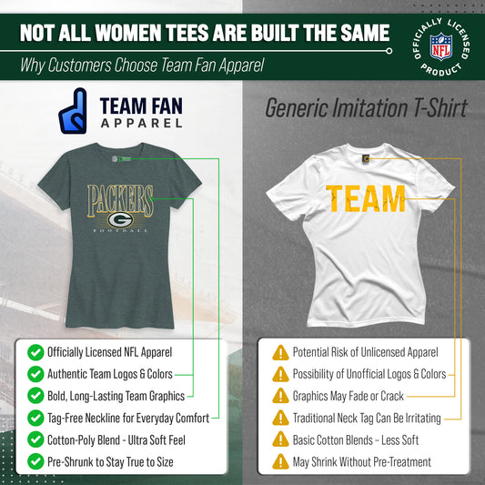 Green Bay Packers NFL Womens Overtime Blueprint Tag-Less T-Shirt - Green