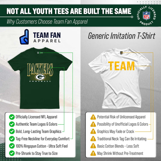 Green Bay Packers NFL Youth Overtime Blueprint Football T-Shirt Unisex Tag Free Comfortable - Forest Green