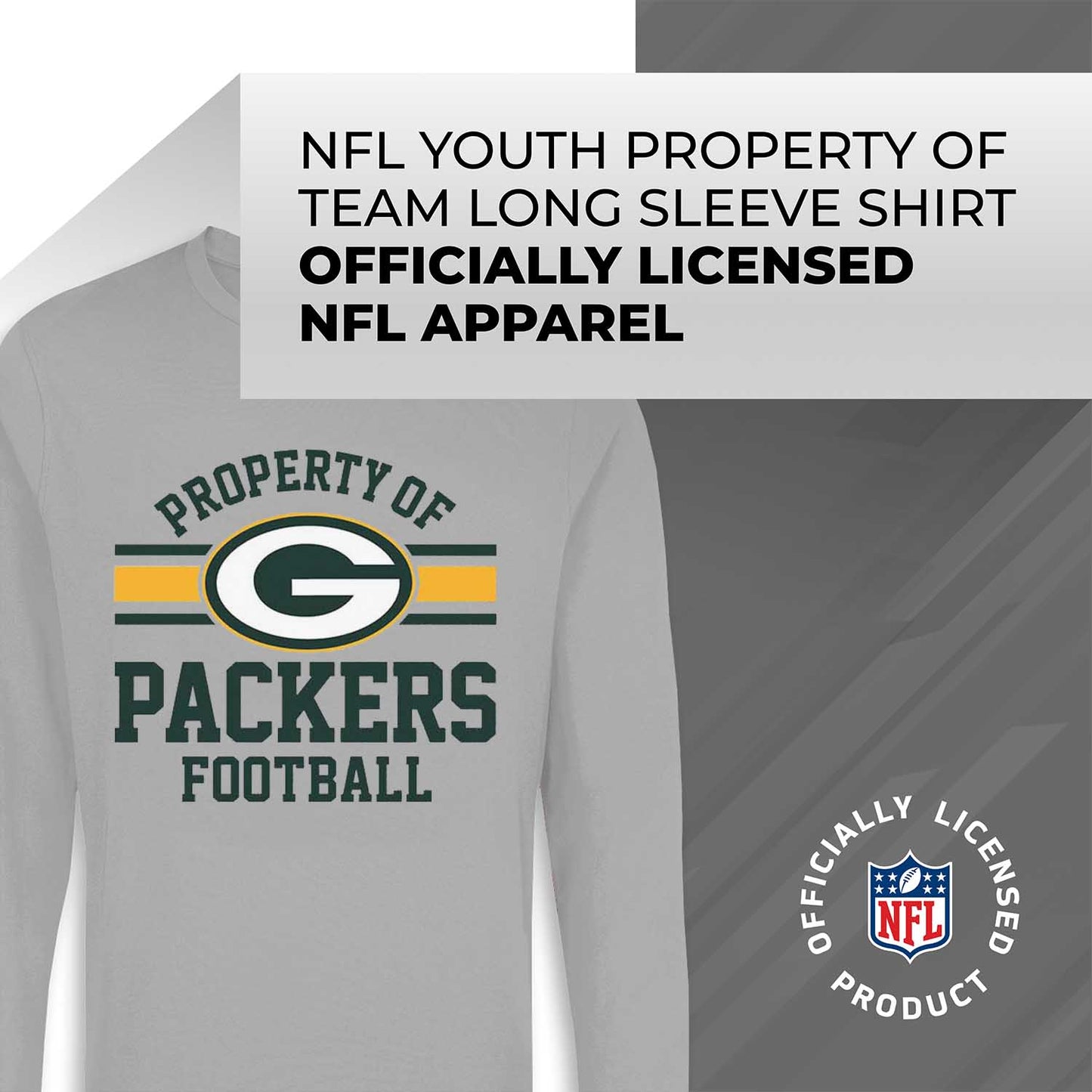 Green Bay Packers NFL Youth Property Of Crew Sweatshirt - Sport Gray